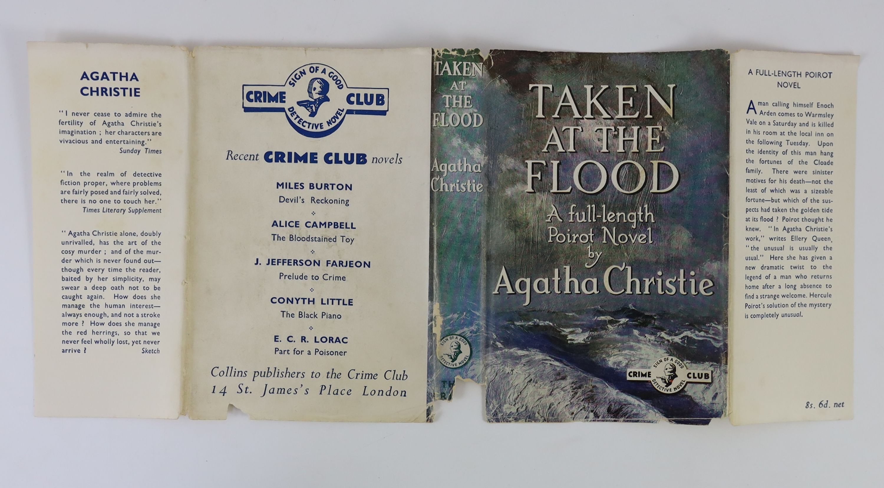 Christie, Agatha - 12 works - Partners in Crime, with torn d/j, with loss to spine and lower rear panel, nd, [1929], Death on the Nile, 2nd impression, in unclipped d/j, with loss to lower spine, 1938; Cards on the Table